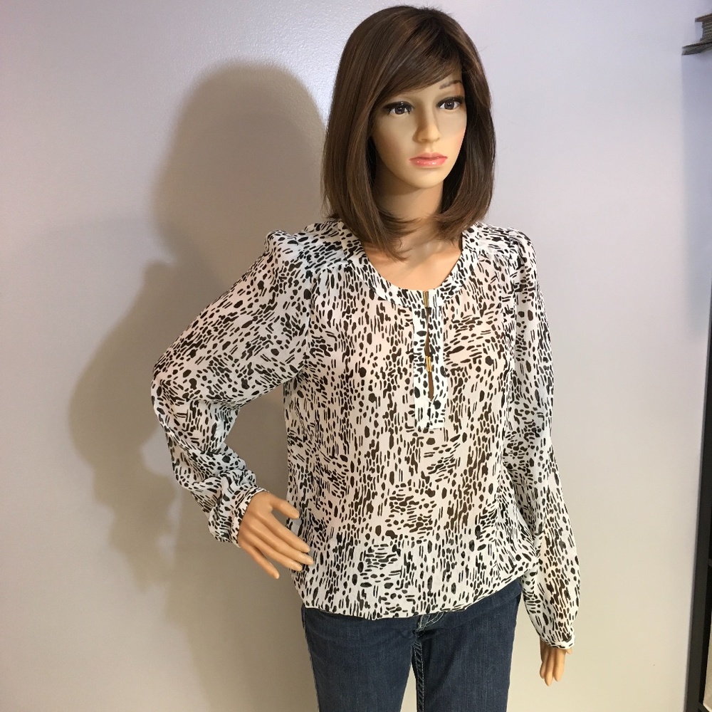 The Limited Snow Leapord Pattern Chiffon Blouse